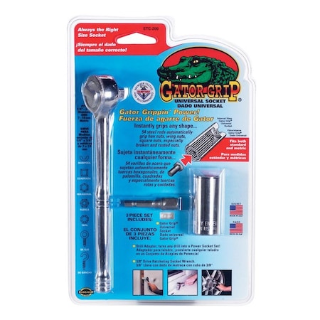 Gator Grip Gator Grip 3/8 in. X 3/8 in. drive Metric and SAE 6 Point Socket 3 pc ETC200-6#20212A